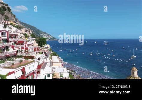 Positano Tourist Destination On The Amalfi Coast Italy Aerial View