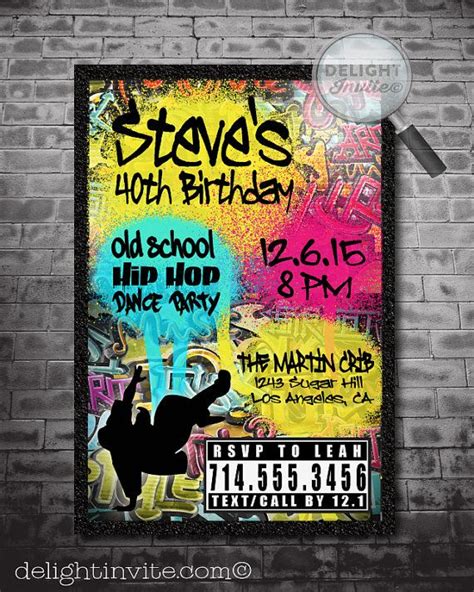 S S Hip Hop Graffiti Birthday Invitations By Delightinvite Rnb