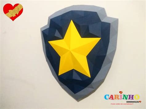 Escudo Chase Patrulha Canina Low Poly Papercraft Elo7