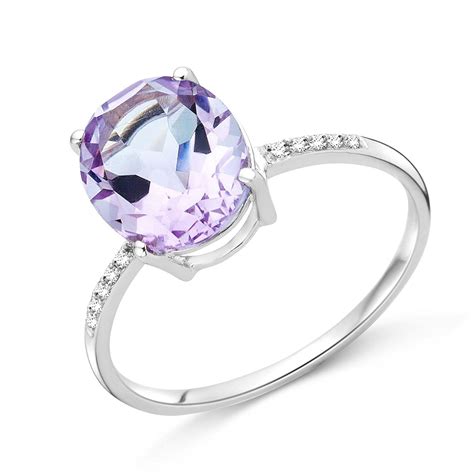 Miore Damen Ring 375 Weißgold rhodiniert Amethyst lila Ovalschliff