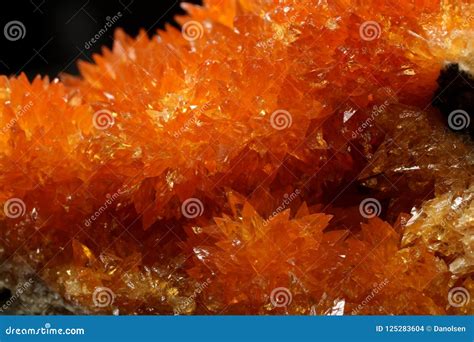 Orange Calcite Crystals On Matrix From Poland Stock Photo Image Of