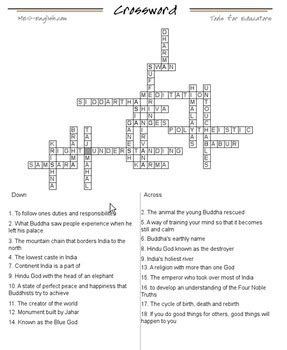 Ancient India Crossword Puzzle Answer Key