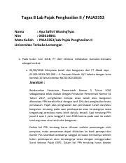 Tugas 8 Lab PPh II Pdf Tugas 8 Lab Pajak Penghasilan II PAJA3353