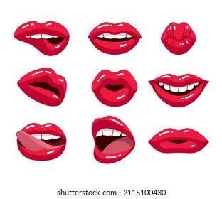 Realistic Female Lips Gloss Mouths Bright Stock Vector Royalty Free