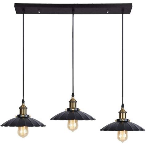 Home Neat Lámpara Colgante Industrial 3 Luces E27 Luz Techo Vintage 25cm Negro