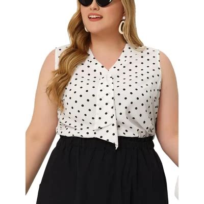 Agnes Orinda Women S Plus Size Elegant Formal Polka Dots Sleeveless Tie