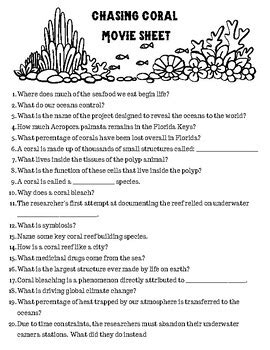 Chasing Coral Movie Sheet By The Nerdy Farm Girl Tpt