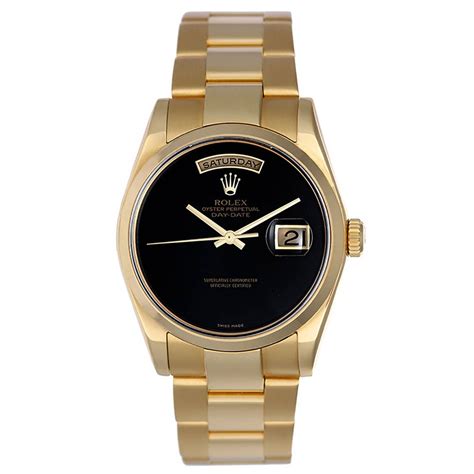 Rolex Yellow Gold Black Onyx Dial President Day Date Automatic