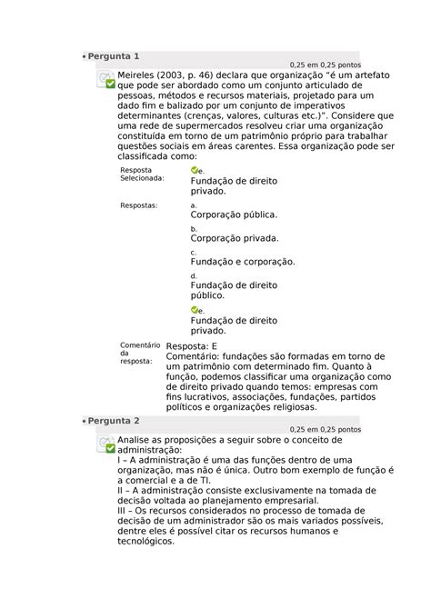 PLANEJAMENTO ESTRATÉGICO DE TI Pergunta 1 0 25 em 0 25 pontos