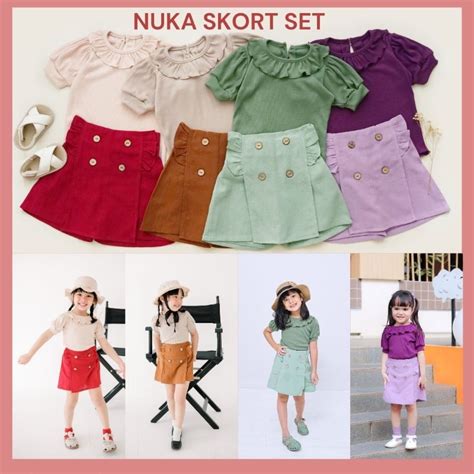 Jual NUKA SKORT SET BAJU SETELAN CELANA ROK ANAK PEREMPUAN Shopee