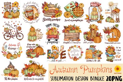 Autumn Pumpkins Sublimation Bundle Graphic By Daisy Design Creative