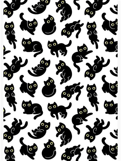 Cute Black Cat Doodle Pattern Notebook