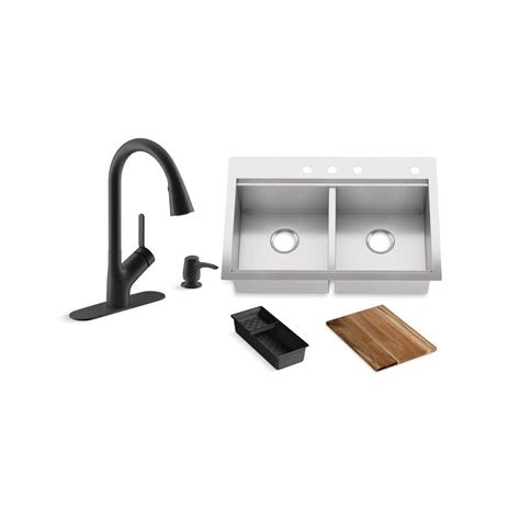 Kohler Lyric Workstation In Dual Mount Stainless Steel Double Bowl