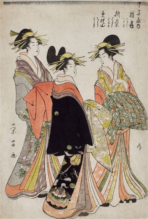 Chokosai Eisho Flourished 1790s The Courtesans Hinazuru Ori And