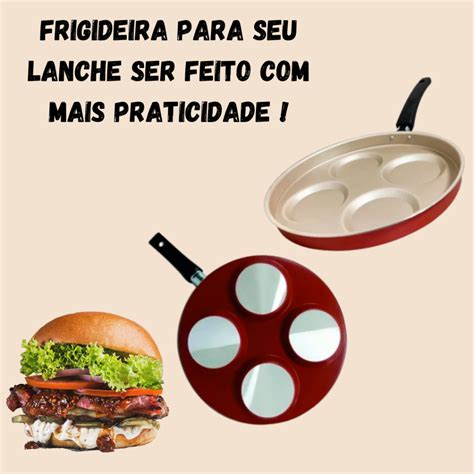 Frigideira De Ovos E Hamburguer 4 Em 1 Tampa Vermelho Cereja