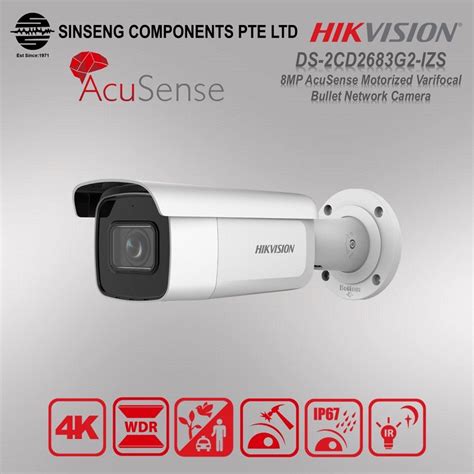 Hikvision 8MP DS 2CD2683G2 IZS AcuSense Motorized Varifocal Bullet PoE