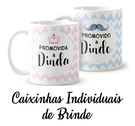 Conjunto Canecas Convite Padrinhos De Batismo Dinda E Dindo Cara Da