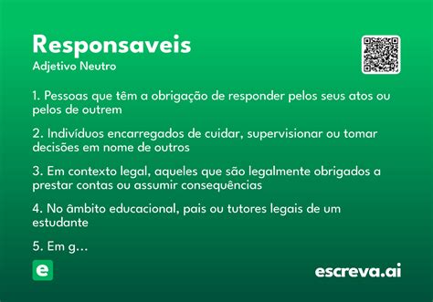 Será Encaminhado Para Os Responsaveis - Responsaveis - Significado e Sinônimo - escreva.ai