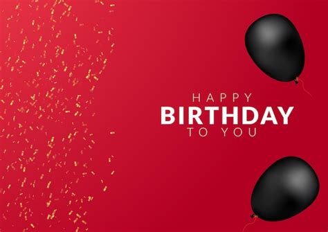 Premium Vector Happy Birthday With Red Background And Black Baloon