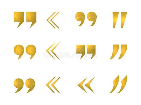 Vector Set Of Golden Quote Marks Isolated On White Background Stock