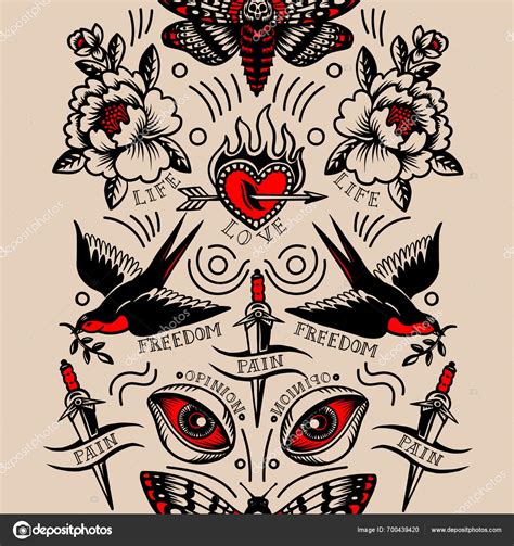 Seamless Pattern Tattoo Nude Background Vector Stock Vector By Yuli