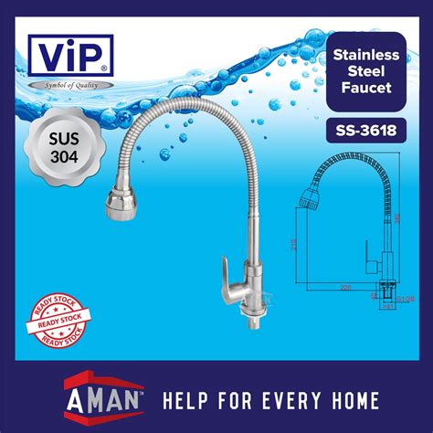 VIP SUS 304 Stainless Steel Flexible Pillar Sink Tap Kitchen Sink Tap