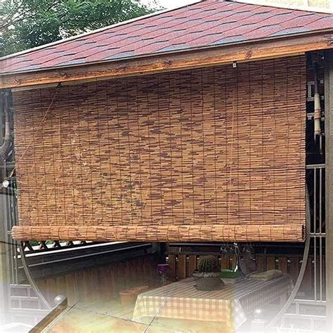 Amazon De Hxsm Bambusrollo F R Terrasse Holzjalousie Bambus Rollo