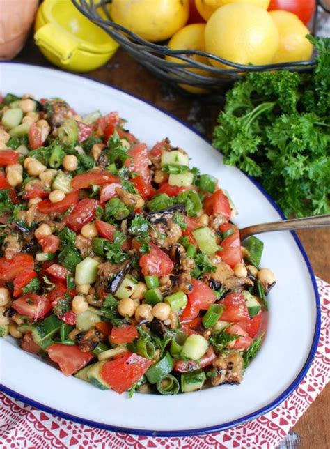 Mediterranean Eggplant Chickpea Salad A Cedar Spoon