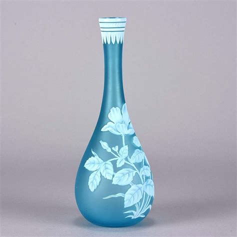 English Cameo Glass Blue Flower Vase By Thomas Webb At 1stdibs