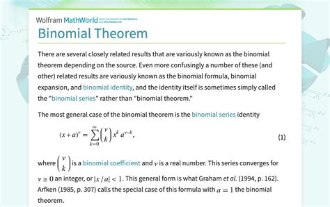 Binomial Theorem From Wolfram Mathworld