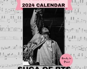 2024 BTS Calendar Printable JUNGKOOK Themed Etsy