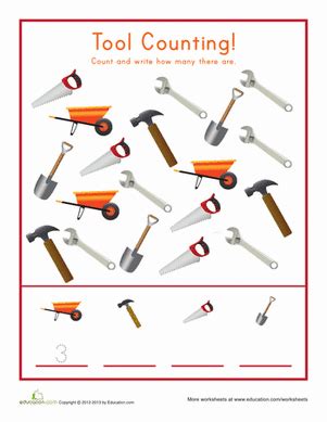 Counting Tools Worksheet Education Preschool Construction