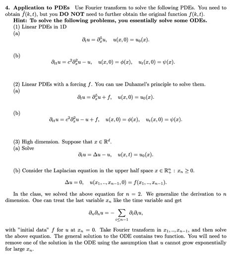 Solved Application To Pdes Use Fourier Transform To Solve Chegg