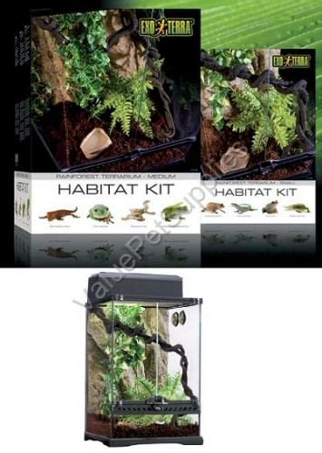 Exo Terra Rainforest Habitat Kit Medium Glass Terrarium 18x18x24