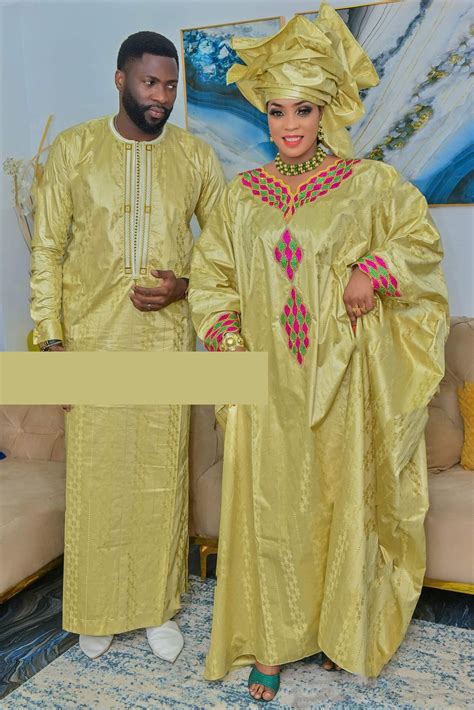 African Couples Matching Outfits Bazin Riche Boubou Plus Size African