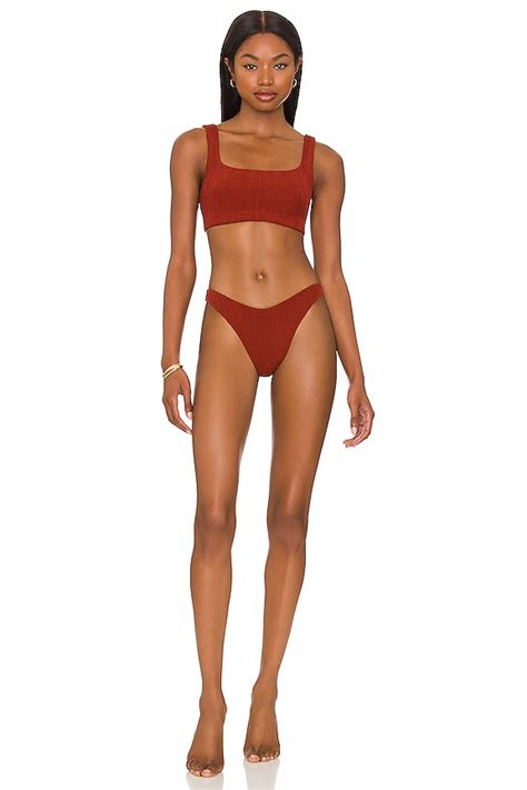 Hunza G Helena Nile Bikini Set In Metallic Chestnut REVOLVE