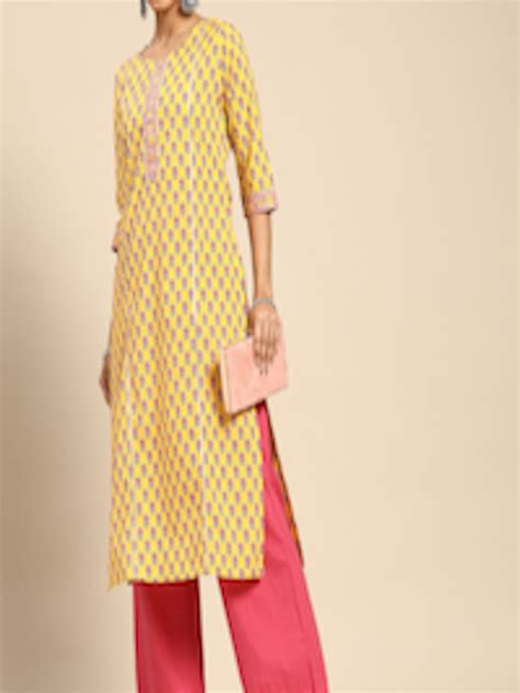 Buy Gerua By Libas Women Yellow Pink Ethnic Motifs Printed Gotta Patti