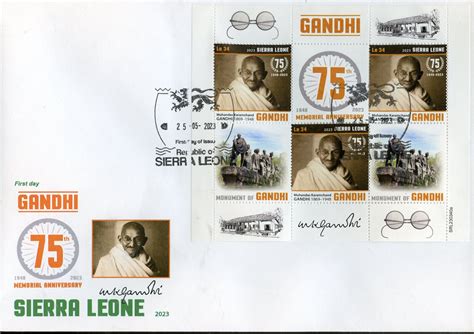 Sierra Leone 2023 75th Memorial Anniversary Of Mahatma Gandhi Sheet FDC