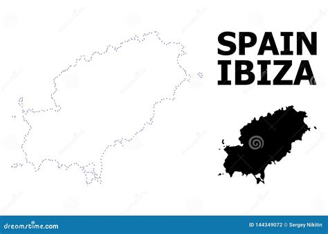 Vector Contour Dotted Map Of Ibiza Island With Name Stock Vector