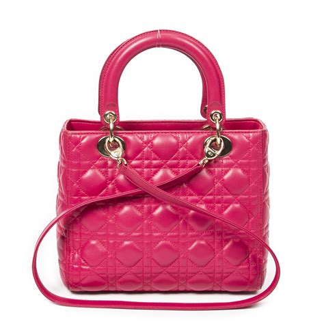 Dior Medium Lady Dior Zip En Fuchsia Cuir D Agneau Cannage Brandco Paris