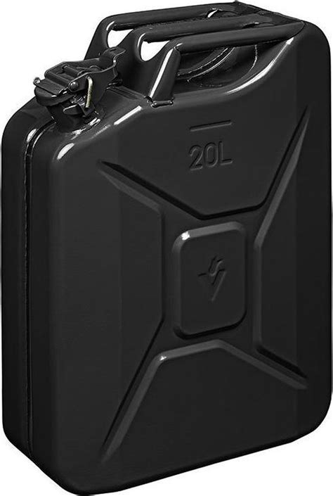 Metalen Jerrycan Zwart Voor Brandstof 20 Liter Incl Schenktuit 24 Cm