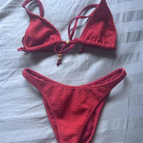 Red Pacsun Bikini Top Size S Bottoms Size Depop