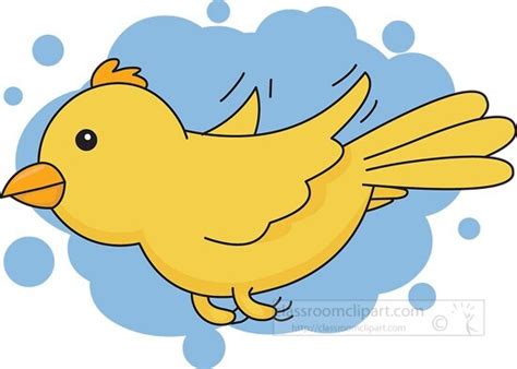 Free Yellow Bird Flying Classroom Clipart