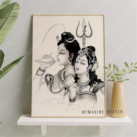 Jual Poster Gambar Dewa Hindu Poster Dewa Siwa Dan Dewi Parwati