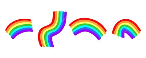 Arcoíris Arco Iris Curvo Dibujado A Mano Ilustración De Vector De