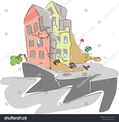 Earthquake Moment Drawing Wrecks Stock Vector (Royalty Free) 2188387259 ...