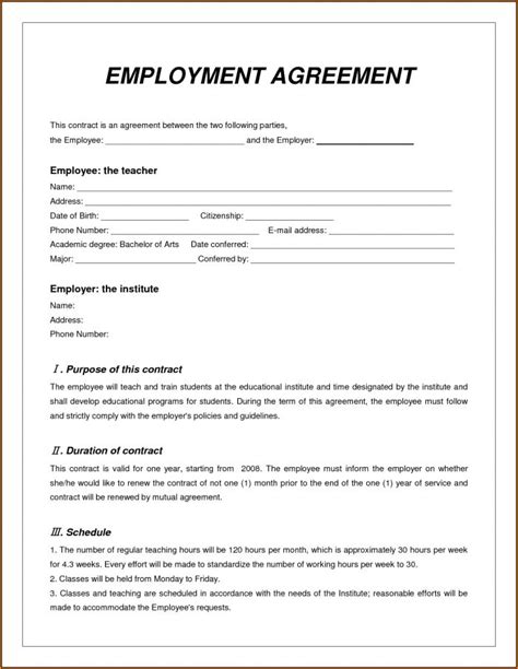 Employment Contract Template Word Doc Template 1 Resume Examples Govlbpp9va