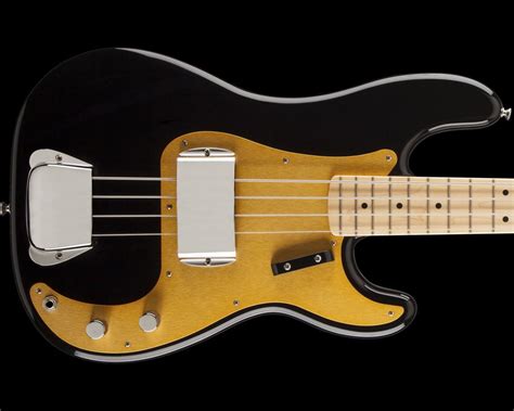 Fender American Vintage 58 Precision Bass Black With Gold Anodized Aluminum Pickguard