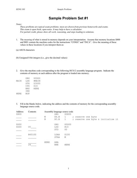 Sample Problem Set