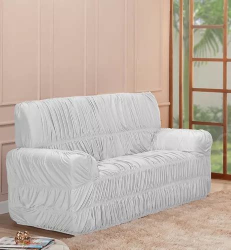 Capa Protetor De Sofa Lugares Avulsa Elastic Cor Branco Liso